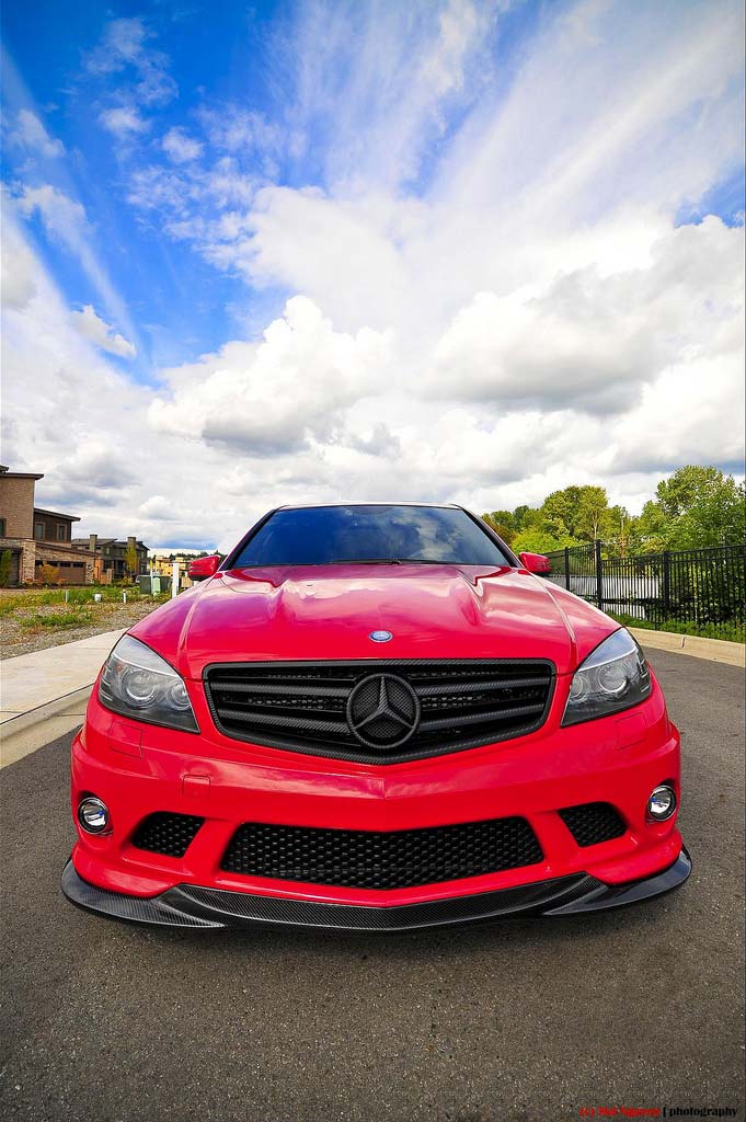 Mercedes AMG C63 Red Fever slammed c63